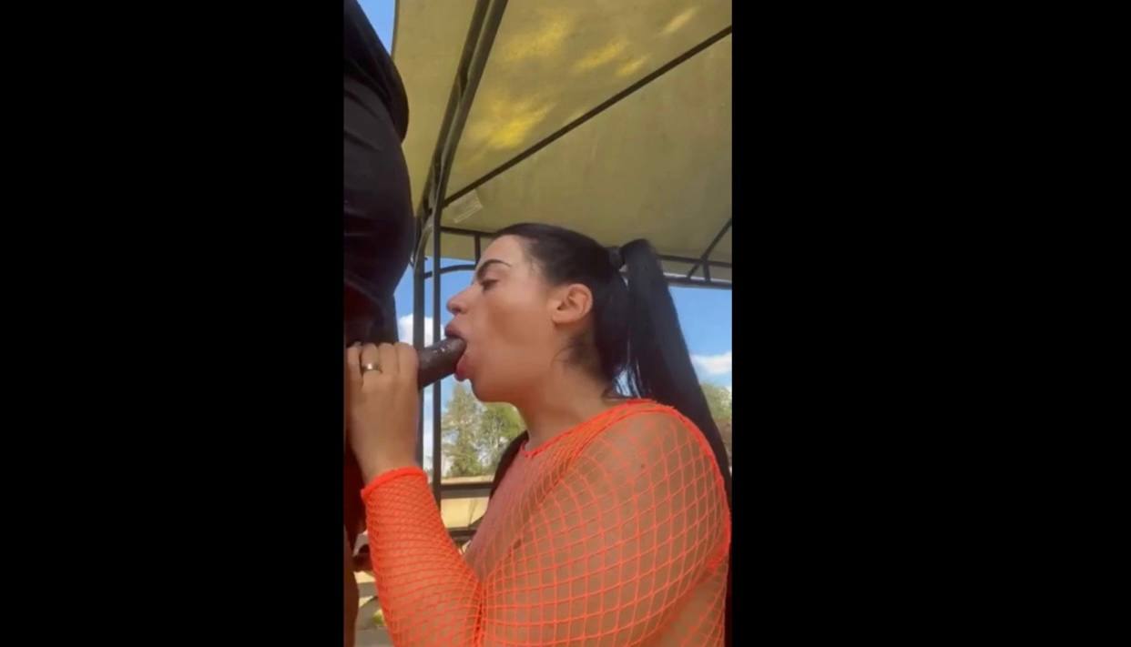 Lissa Aires doing a blowjob & fucking Outside