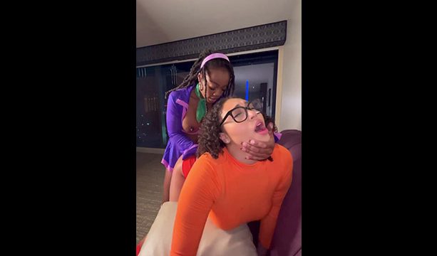 Symone & Hazel Fucking with a Dildo doggystyle